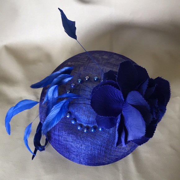 Blue Fascinator with Rosette & Feathers Handmade main image 10